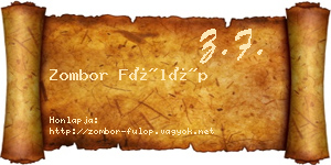 Zombor Fülöp névjegykártya